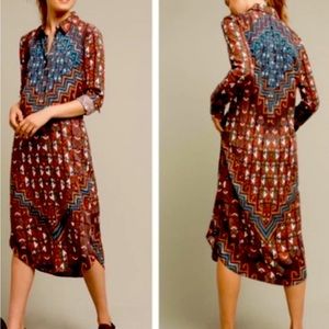 Mara Hoffman 100% Tencel Long Sleeve Button Down Printed Shirt Dress Size M